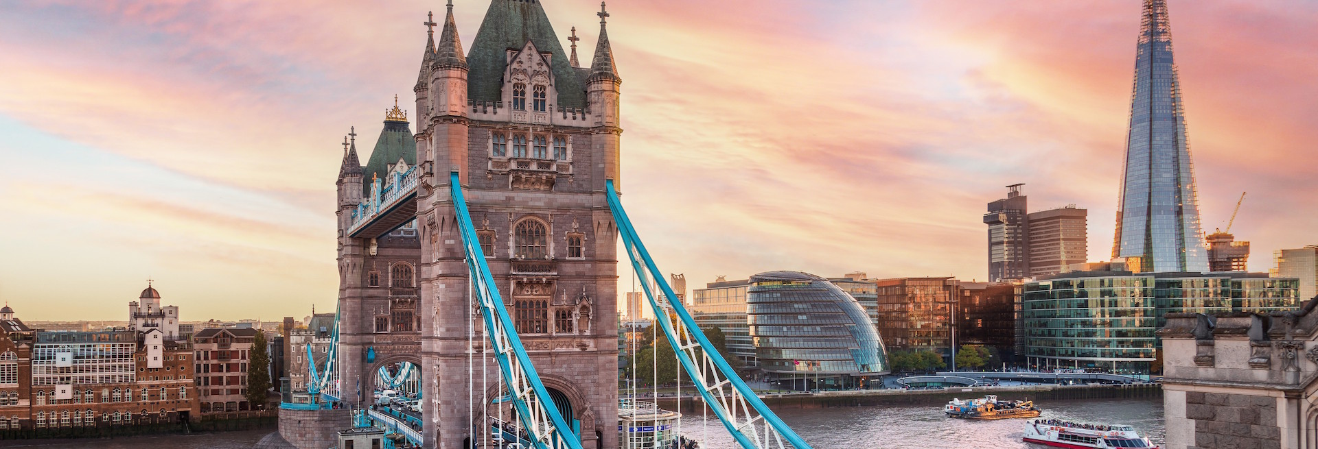 Tower Bridge with The Shard at dusk