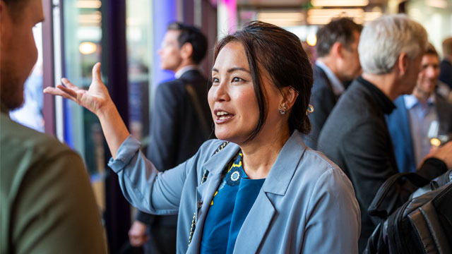 Two people speaking during a Grow London event 