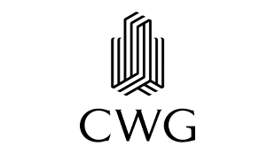 A black logo of lines creating a geometric shape above black text that reads CWG on a white background.