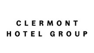 A black text logo with text in upper case that reads Clermont Hotel Group on a white background.