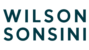 A text logo that reads Wilson Sonsini in dark green font on a white background.